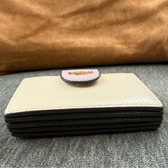 Coach Cream and Lavender Accordion Card Case In Colorblock CA765 - Picture 6 of 14